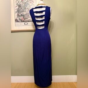 💎 VINTAGE 80s/90s ALGO Cobalt Blue Back Bow Maxi Gown 💎